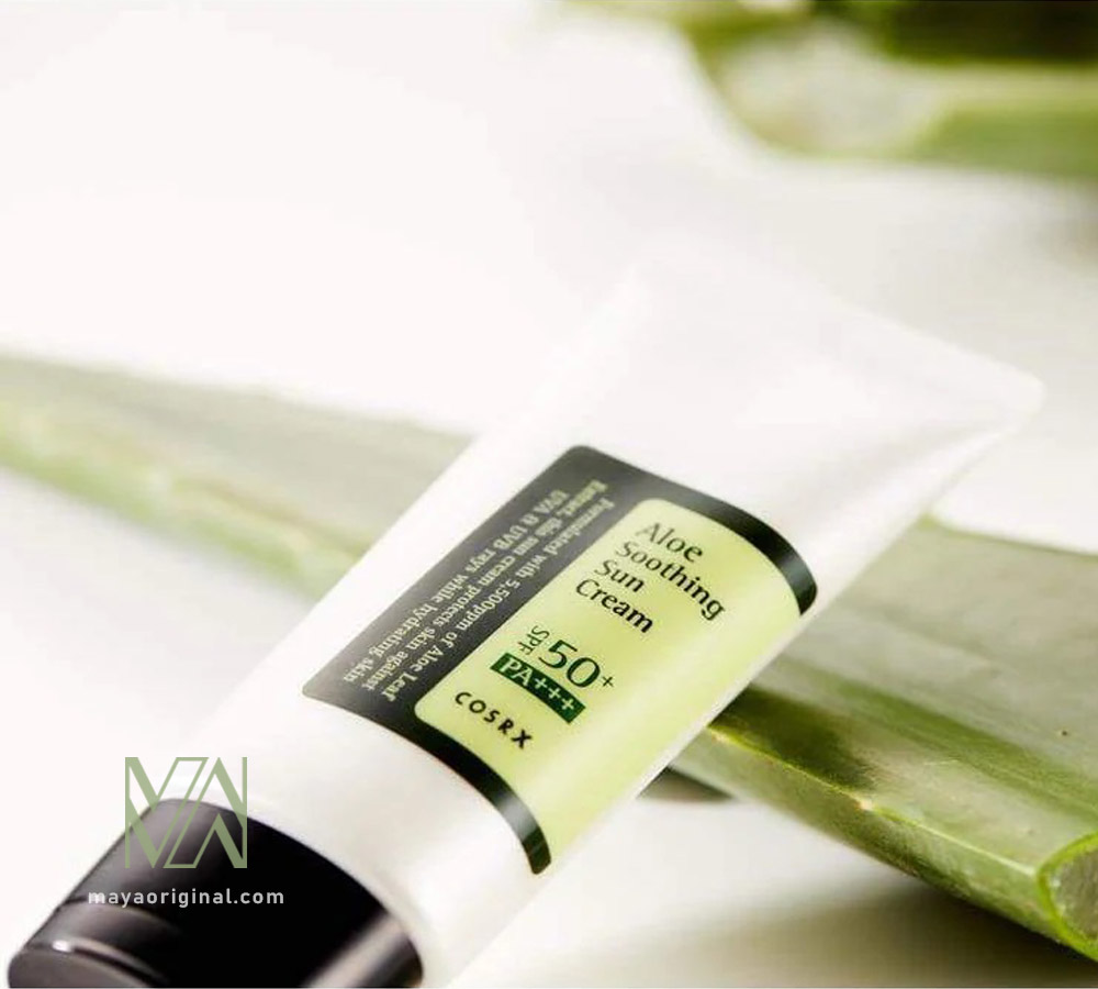 cosrx-aloe-soothing-sun-cream-maya-03 ضد آفتاب کرمی کوزارکس حاوی آلوئه ورا